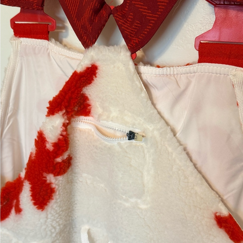 Free People Cozy Red & White Fleece Overalls Snow Pants - Picture 11 of 15